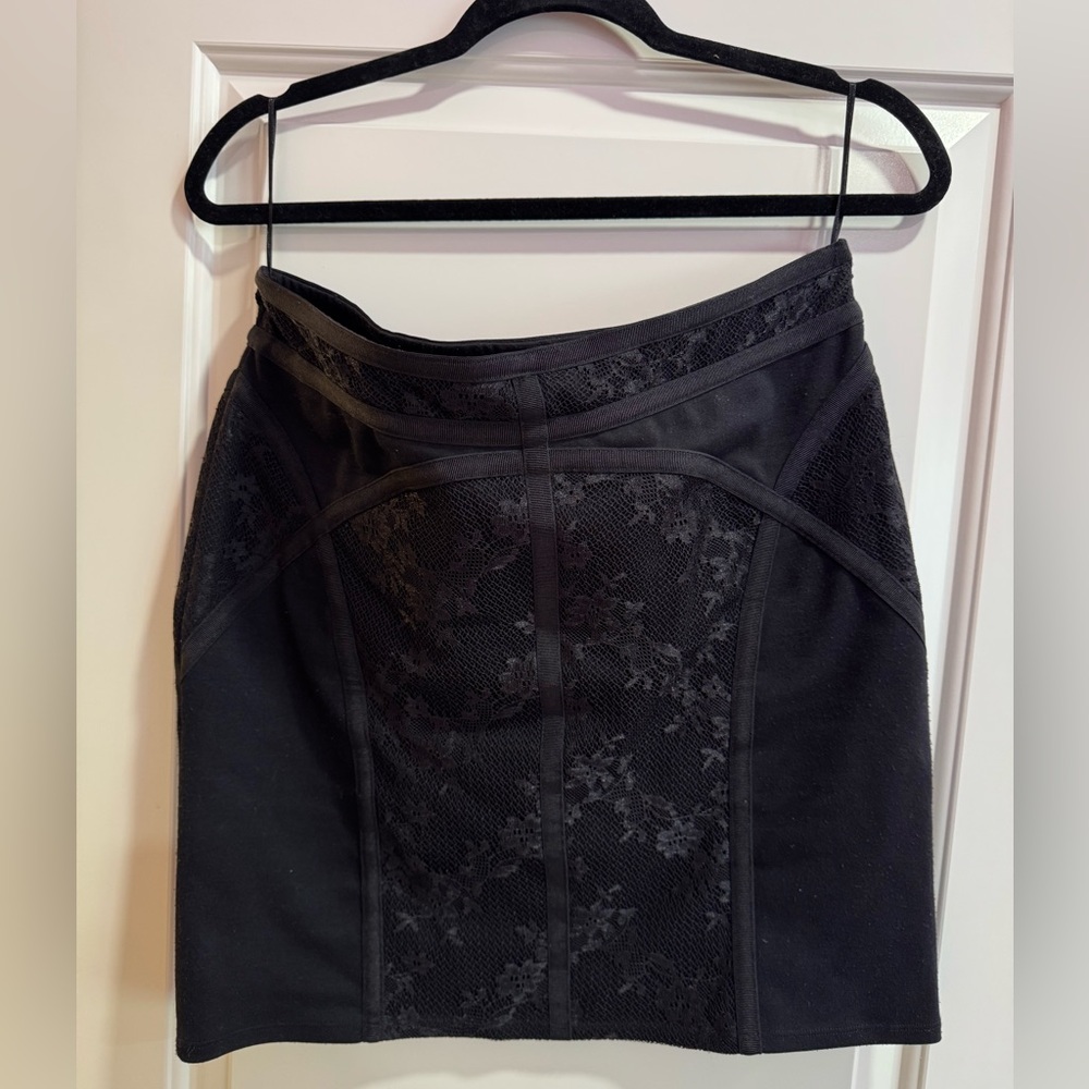 Free people black lace mini skirt